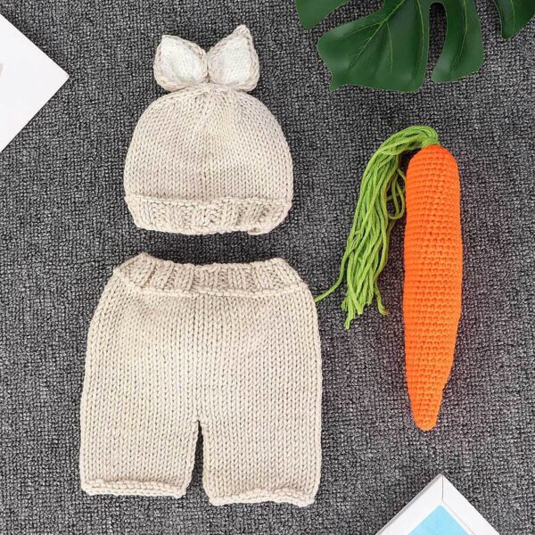 Three piece Infant Photography Props Rabbit Suit for Newborn Baby Photo Clothes - Image 3