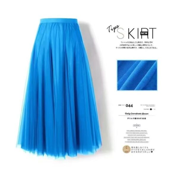 Pleated Mesh Skirt Women's Mid-length Large Swing Dress - Image 2