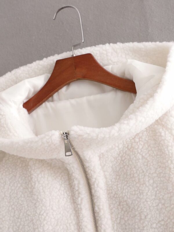 Ladies Fashion Loose Hooded Woolen Jacket - Image 3