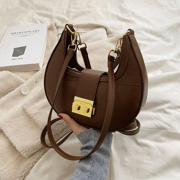 Crescent Gold Edge Lock Single Shoulder Bag - Image 3