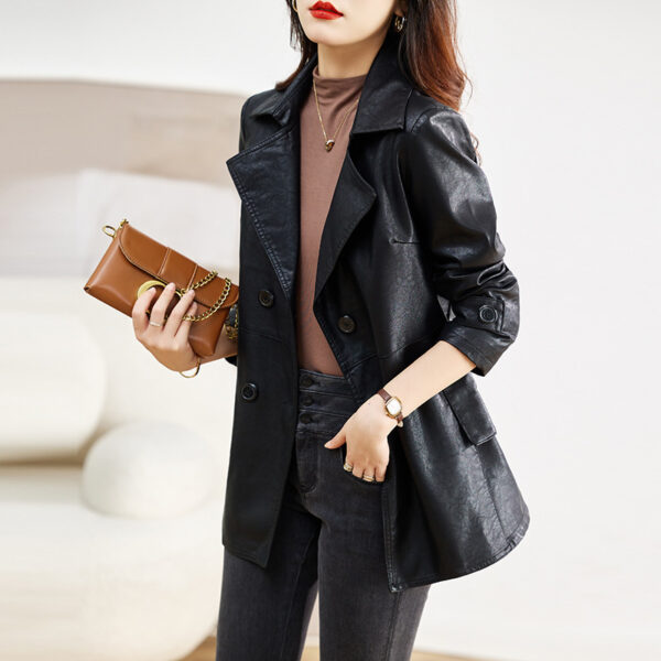 Women's Mid-length Leather Coat Spring And Autumn - Image 3