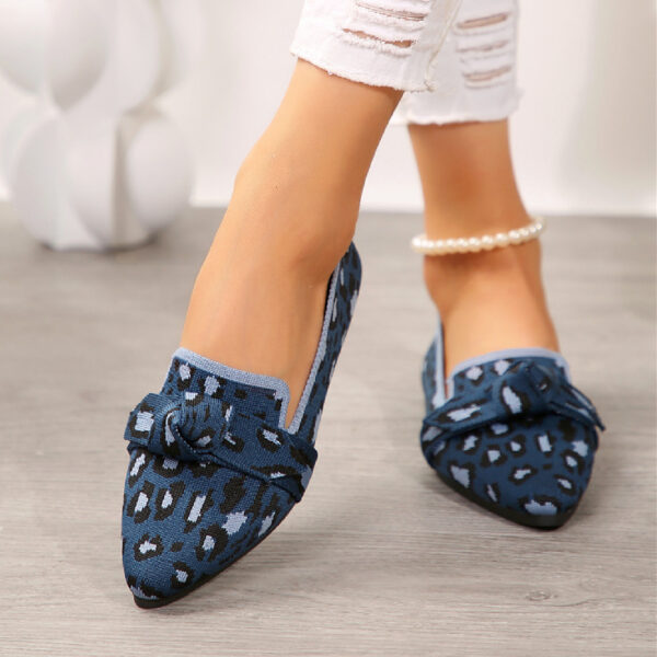 Plus Size Flyknit Flat Low-cut Shoes Female Pointed-toe Bowknot Boat Shoes - Image 2
