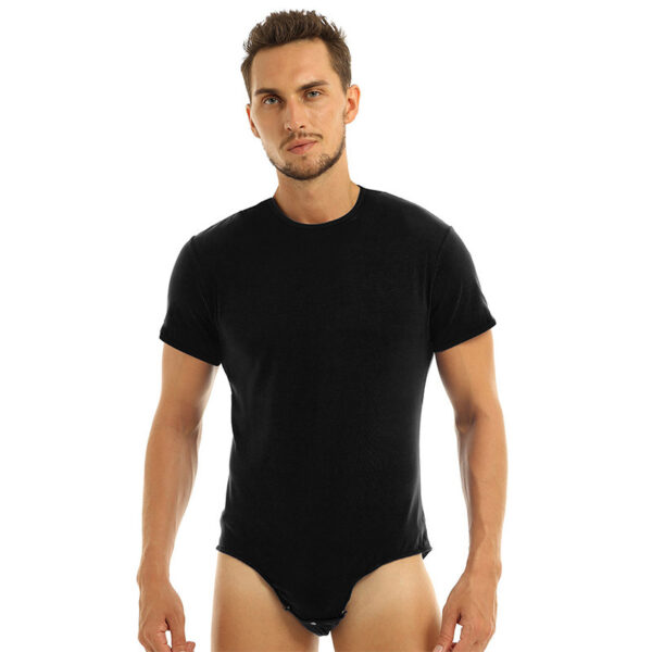 New Short Sleeve Round Neck Button Men's Breathable One-piece Home Pajamas - Image 5