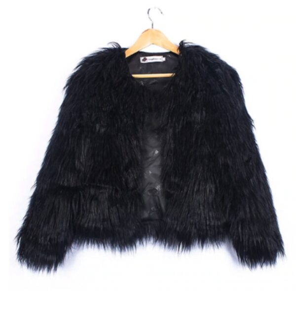 Ladies Fur Long Sleeve Fleece Coat - Image 4