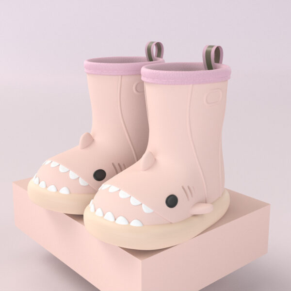 Children Boys Girls Cute Cartoon Waterproof Shoes Safety Rubber Shark Slippers Kids Rain Boots - Image 2
