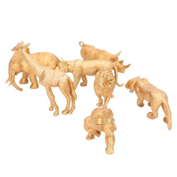 Safari Animals Figures Toy Gold Color Wild Zoo Animals Figurines for Early Education - Image 3