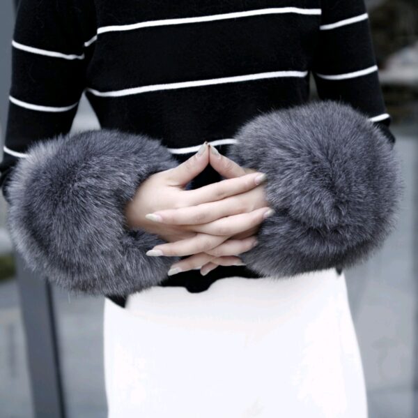 Warm sleeves fur fur cuff gloves windproof cuffs bracelets imitation rabbit fur imitation fox fur wristbands hand ring - Image 9