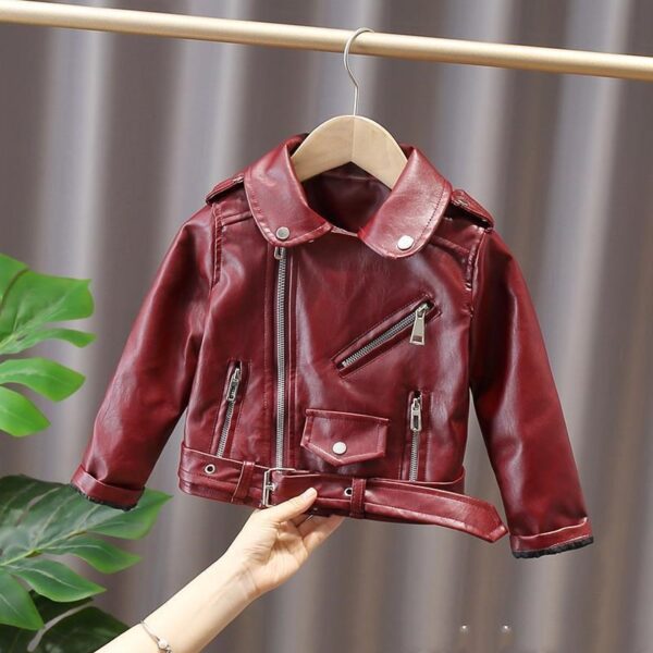 Autumn And Winter Kids' Western Style Leather Jacket - Image 5