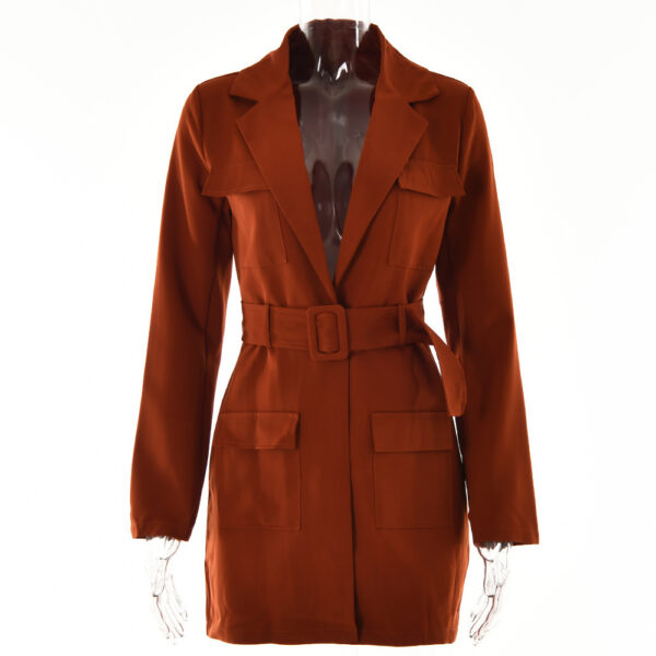 Lapel Long Sleeve Oversized Women's Dress - Image 5