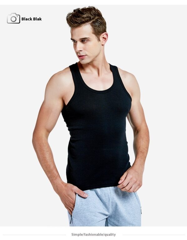 Men's Vest Cotton Slim Fit Sports Bottoming Shirt Breathable Stretch Underwear - Image 6