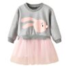 New spring infant skirt 1 long sleeved dress 2 female baby cartoon 3 4 princess dress lace dress tide - Image 6