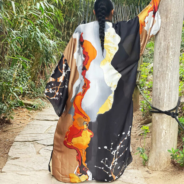 Women's Loose Plus Size Cardigan Kimono Fashion Casual Windbreaker - Image 3