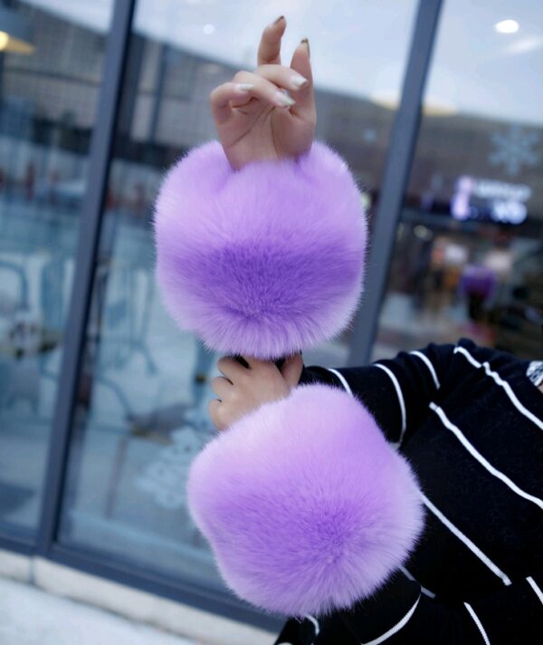 Warm sleeves fur fur cuff gloves windproof cuffs bracelets imitation rabbit fur imitation fox fur wristbands hand ring - Image 2