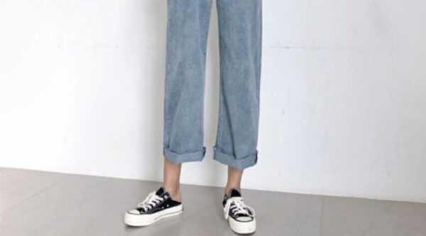 Autumn Student Pants Loose Straight Leg Suspenders Jeans Female High Waist Slim Suspenders - Image 4