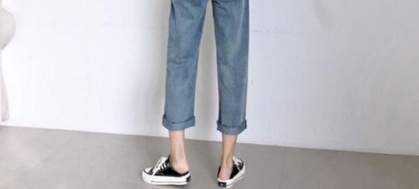 Autumn Student Pants Loose Straight Leg Suspenders Jeans Female High Waist Slim Suspenders - Image 6