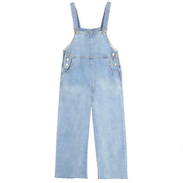 Autumn Student Pants Loose Straight Leg Suspenders Jeans Female High Waist Slim Suspenders