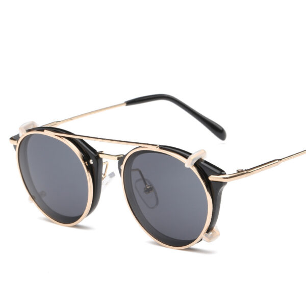 Double-layer Dual-purpose Glasses Retro Round Frame External Ink Lens