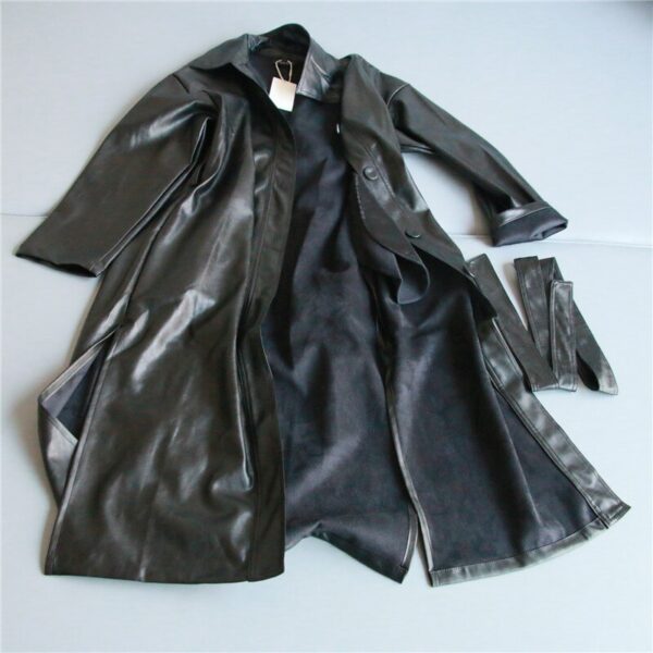 PU leather windbreaker motorcycle jacket coat - Image 4