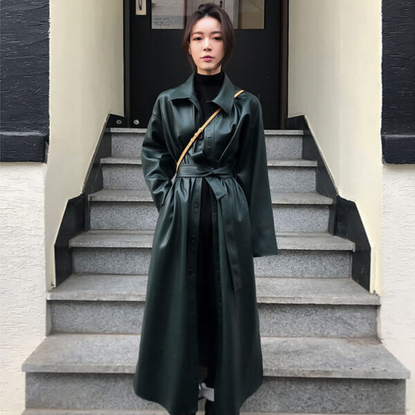 PU leather windbreaker motorcycle jacket coat - Image 2