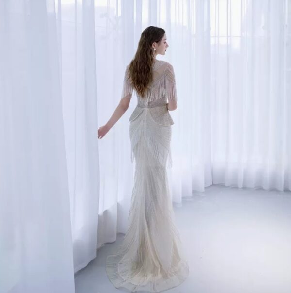 High End Luxury Tassel Fishtail Evening Dress - Image 3