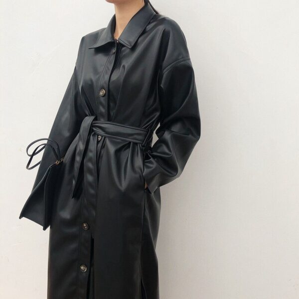 PU leather windbreaker motorcycle jacket coat - Image 5