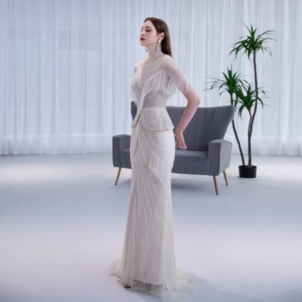 High End Luxury Tassel Fishtail Evening Dress - Image 5