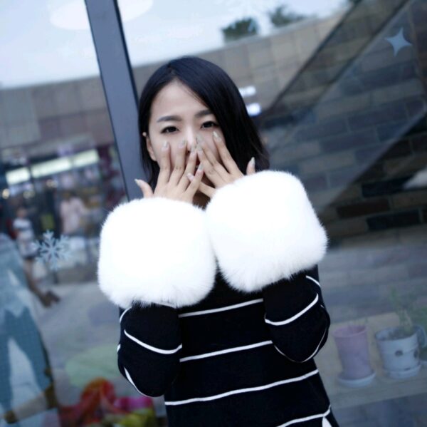 Warm sleeves fur fur cuff gloves windproof cuffs bracelets imitation rabbit fur imitation fox fur wristbands hand ring - Image 7