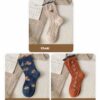 Vintage Small Flower Wool Socks Fleece Lined Padded Warm Keeping Tube Socks - Image 3