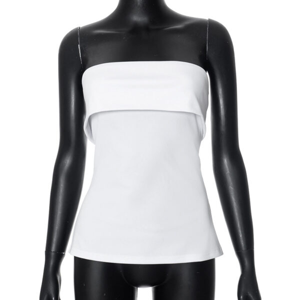 Tube Top Backless Slim Fit Slit T-shirt Top - Image 4
