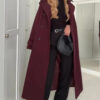 Fashion Lapel Woolen Coat With Belt Winter Double-breasted Trench Long Jacket For Women Clothing - Image 2