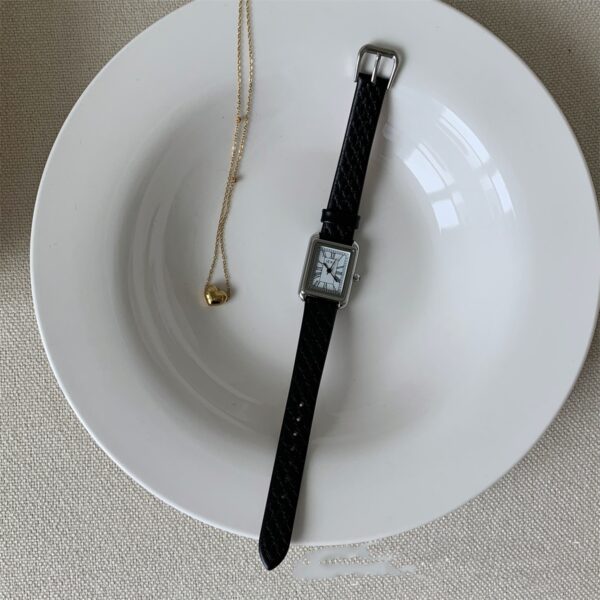 Simple Roman Rectangular Leather Watch Women - Image 5