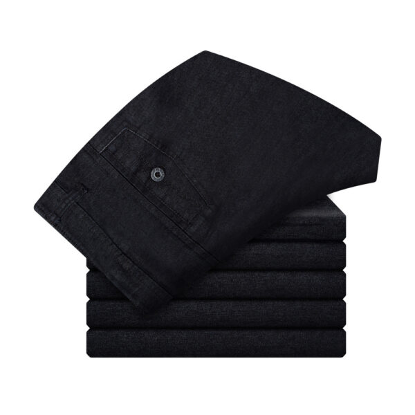 autumn and winter men's jeans waist straight men loose elastic crotch deep in elderly labor four trousers - Image 4