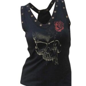 Studded Skull Rose Tank Top