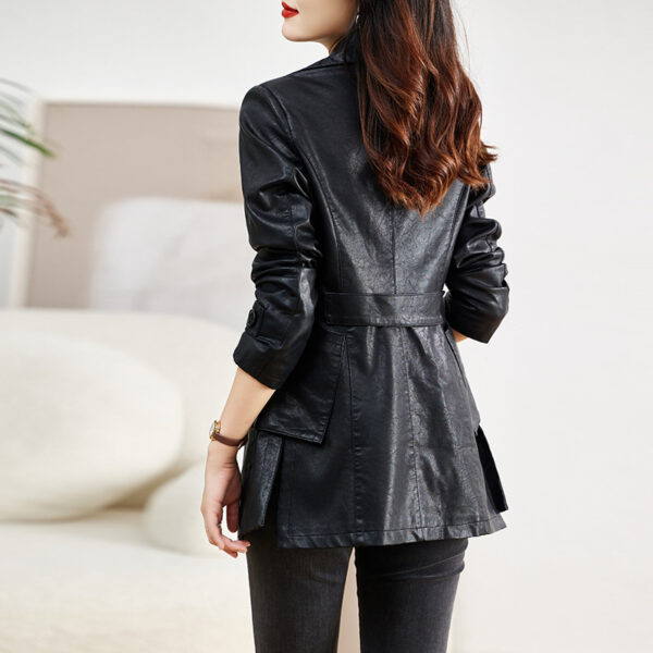 Women's Mid-length Leather Coat Spring And Autumn - Image 5