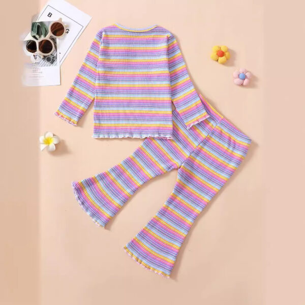 Cotton Long Sleeve Bell-bottom Pants Suit - Image 2
