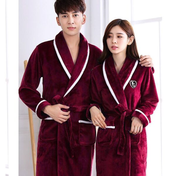 Flannel Thickened Long Section Bathrobe Men - Image 10