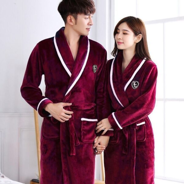 Flannel Thickened Long Section Bathrobe Men - Image 4