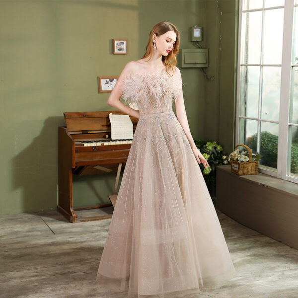 Performance Host Banquet Feather Evening Dress - Image 9