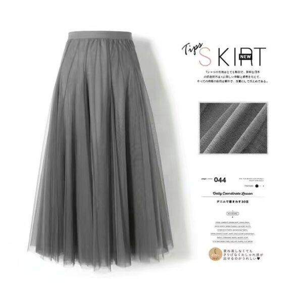 Pleated Mesh Skirt Women's Mid-length Large Swing Dress - Image 3