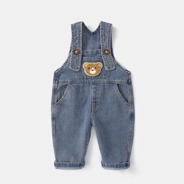 Retro Casual Cartoon Printed Baby Denim Overalls - Image 5
