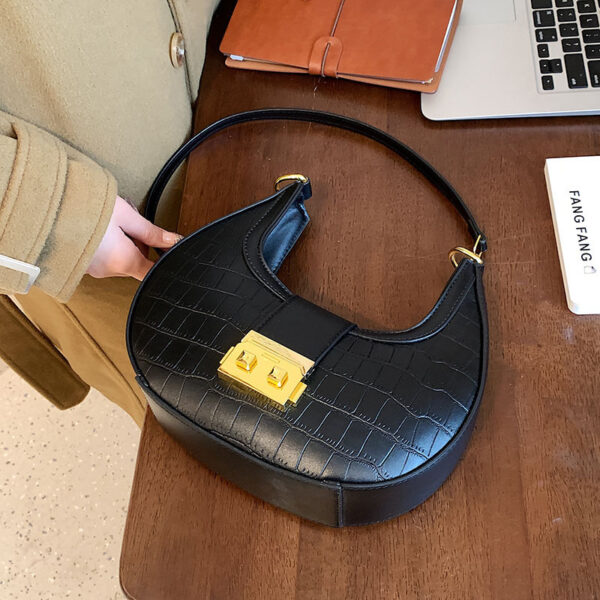 Crescent Gold Edge Lock Single Shoulder Bag - Image 9