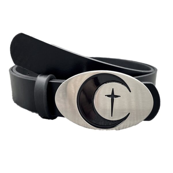 Personalized Distressed Metal Oval Moon Snap Button Decoration Belt - Image 3