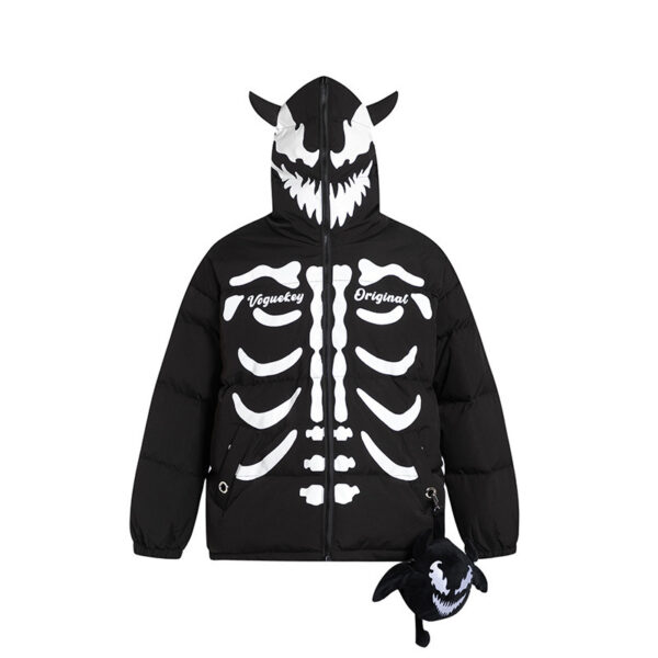 Bone Three-dimensional Angle Cotton-padded Jacket For Men And Women With Small Bag Punk Rock Winter Thick Coat - Image 4