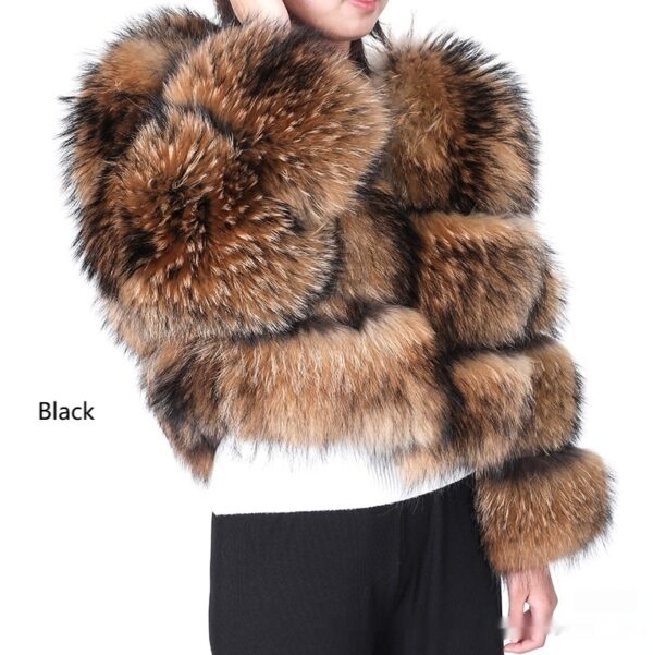 Warm Short Raccoon Fur Women's Clothing Leather Fur Coat - Image 5