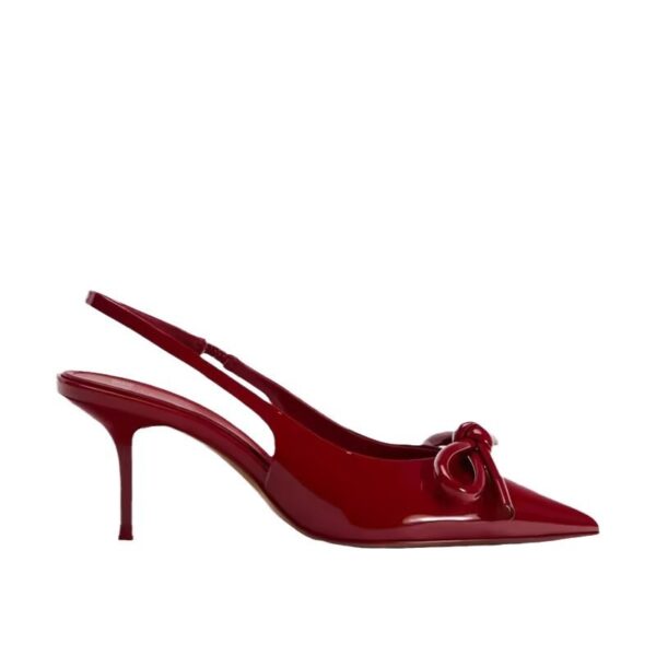 Women's Shoes Red Bowknot Decoration Low-cut Exposed Heel - Image 2