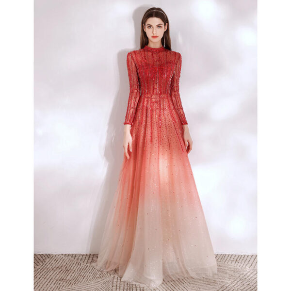 Women's Red High End Style Banquet Evening Dress - Image 3