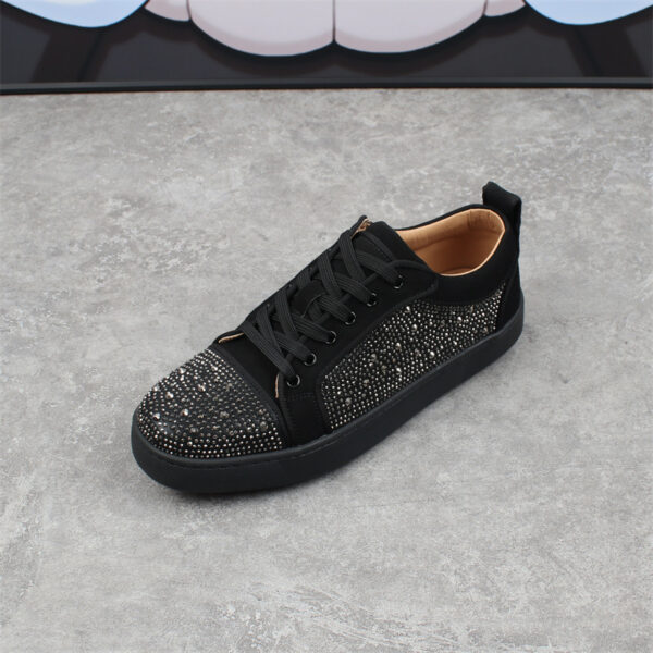 Men's Rhinestone Red Bottom Low-top Comfortable Breathable Fashion Sneakers - Image 5