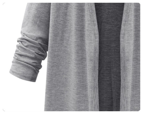 Women's Long Sleeve Cardigan Knit Trench Coat - Image 4