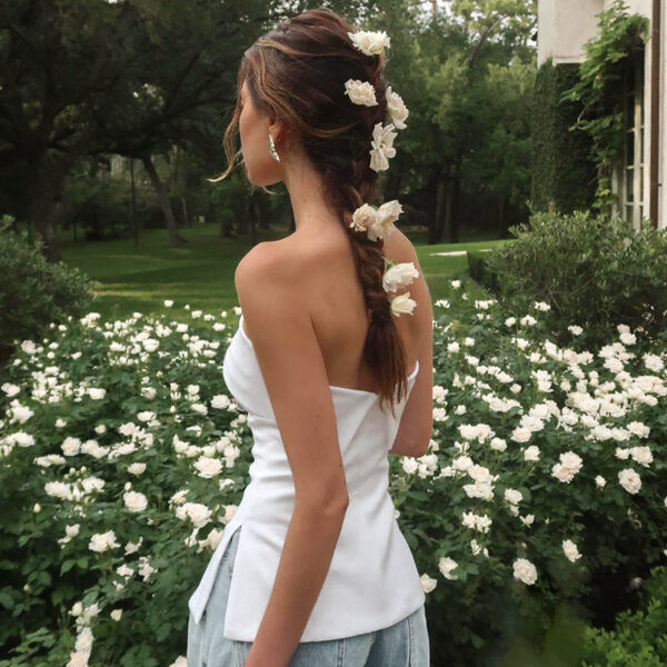 Tube Top Backless Slim Fit Slit T-shirt Top - Image 5