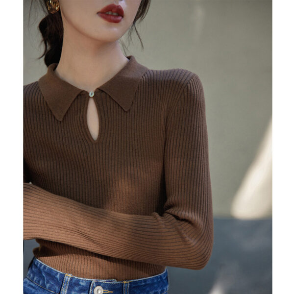 Women's Drop Collar Knitted Bottoming Sweater - Image 5